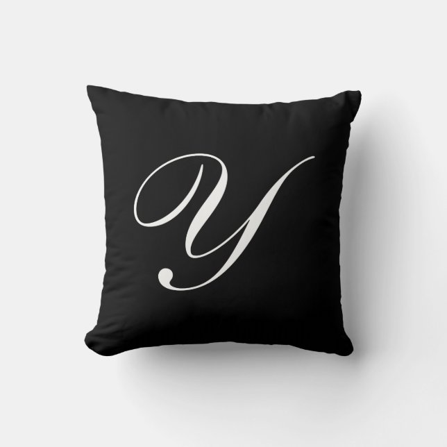 Letter Y Black Monogram Pillow (Front)