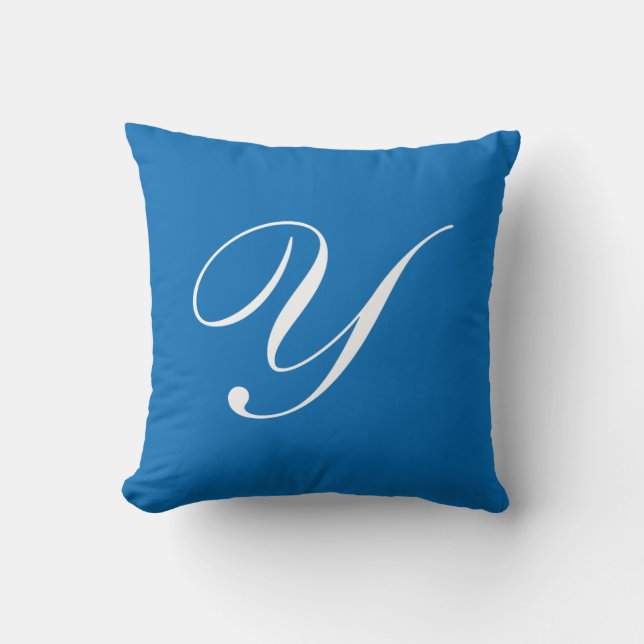 Letter Y Blue Monogram Pillow (Front)