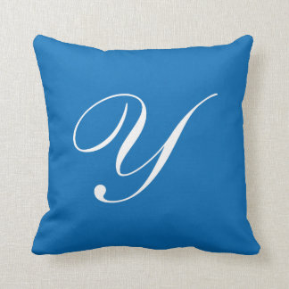 Letter Y Blue Monogram Pillow