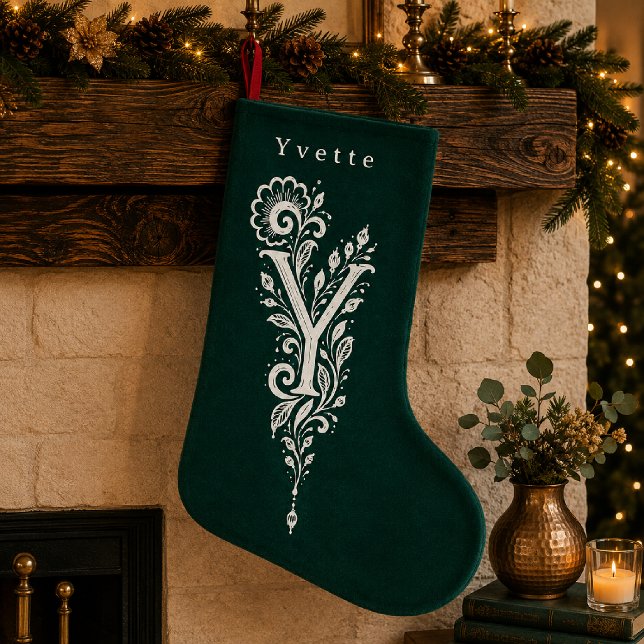 Letter Y Botanical Monogram Personalised Stocking (Creator Uploaded)