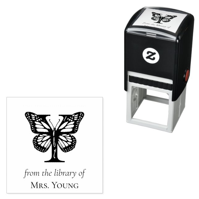 Letter Y Butterfly Monogram From the Library Of Self-inking Stamp (In Situ)