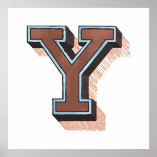 Letter "Y" Elegant Embroidered Poster