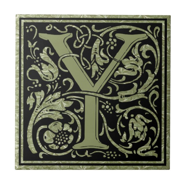 Letter Y  First Letter Monogram Ceramic Tile (Front)