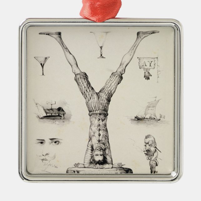 Letter Y from an alphabet primer Metal Ornament (Front)