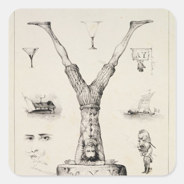 Letter Y from an alphabet primer Square Sticker (Front)