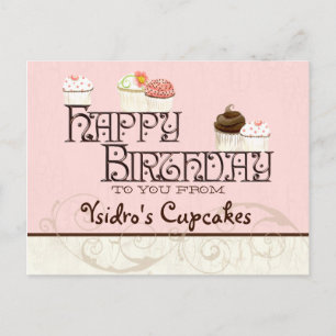 Letter Y Happy Birthday Cupcake Business Postcard