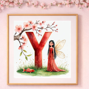  Letter Y Koi Fish Fairy Poster - Alphabet Art