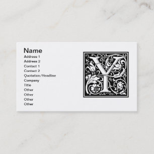 Letter Y Mediaeval Monogram Art Nouveau Business Card
