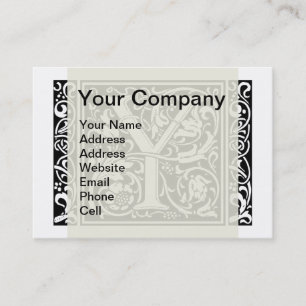 Letter Y Mediaeval Monogram Art Nouveau Business Card