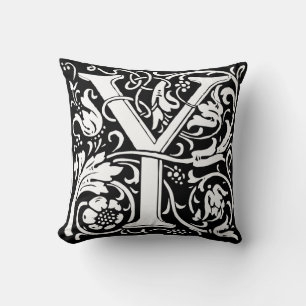 Letter Y Mediaeval Monogram Art Nouveau Cushion