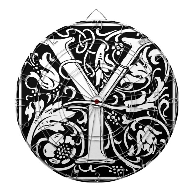 Letter Y Mediaeval Monogram Art Nouveau Dartboard (Front)