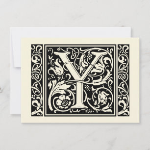 Letter Y Mediaeval Monogram Art Nouveau Invitation