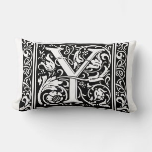 Letter Y Mediaeval Monogram Art Nouveau Lumbar Cushion