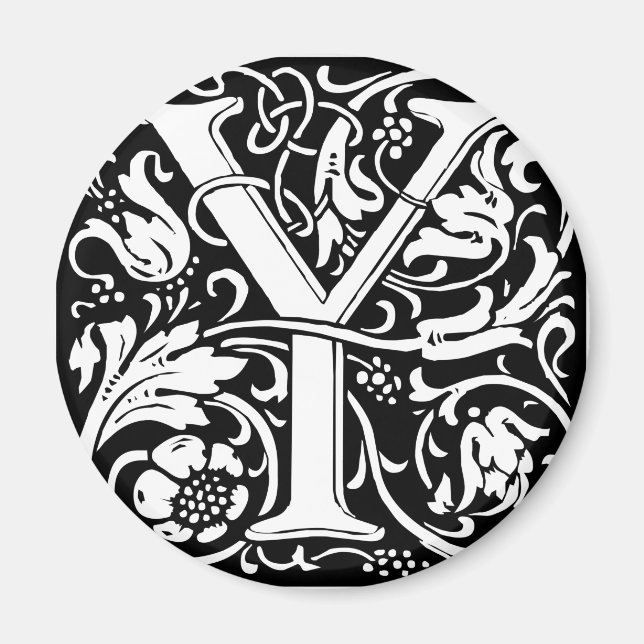 Letter Y Mediaeval Monogram Art Nouveau Magnet (Front)