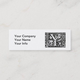 Letter Y Mediaeval Monogram Art Nouveau Mini Business Card