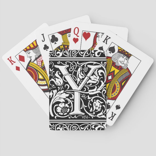Letter Y Mediaeval Monogram Art Nouveau Playing Cards (Back)