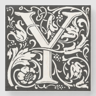 Letter Y Mediaeval Monogram Art Nouveau Stone Coaster