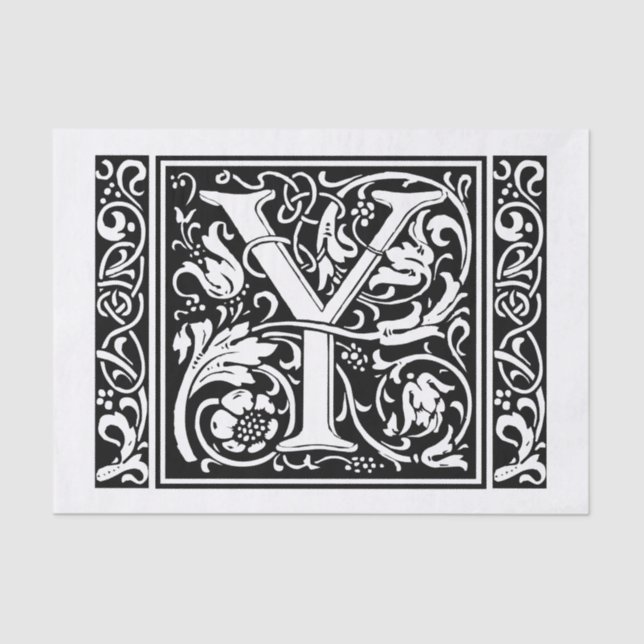 Letter Y Mediaeval Monogram Art Nouveau Tissue Paper (Front)