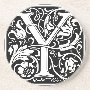 Letter Y Mediaeval Monogram Vintage Initial Coaster