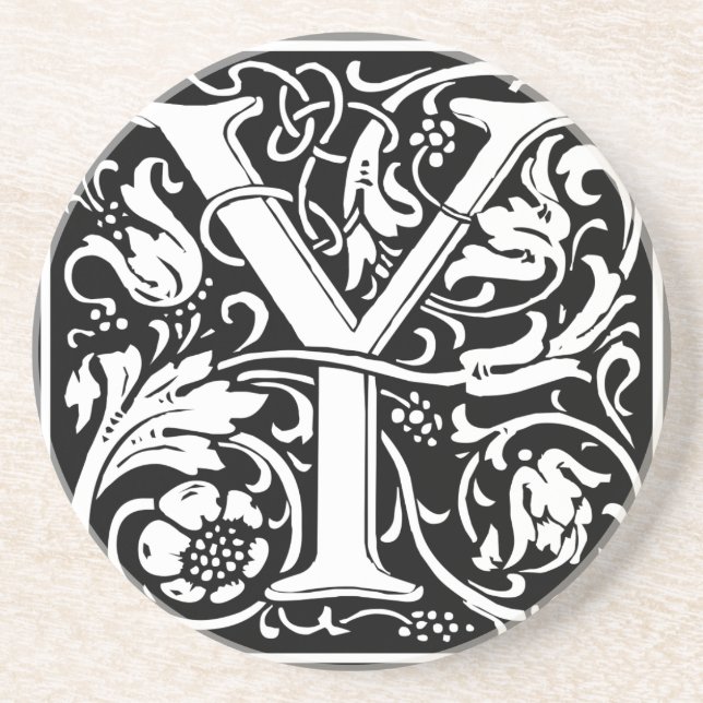 Letter Y Medieval Monogram Art Nouveau Coaster (Front)