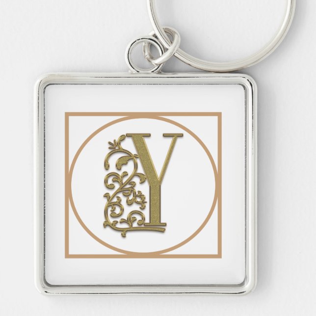 LETTER Y MONOGRAM Beautiful Wedding New Home Gift Key Ring (Front)