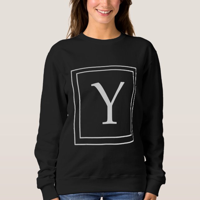 Letter Y Monogram English Alphabet Y Initial Gray Sweatshirt (Front)