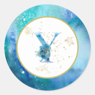 *~*  LETTER Y  - Nautical Beach Envelope  Sticker