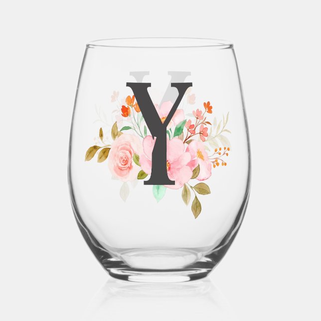 Letter Y Stemless Wine Glass (Front)