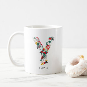 Letter Y   Whimsical Floral Letter Monogram I Mug