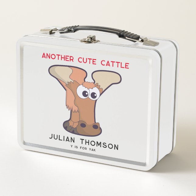 Letter Y Yak Add Name Allergies Back To School Metal Lunch Box (Front)