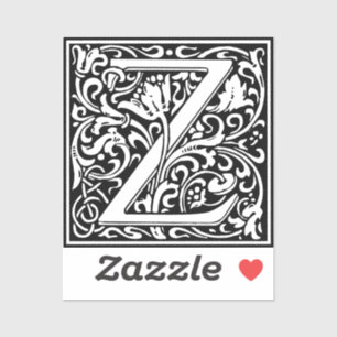 Letter Z art nouveau black and white Tile 