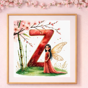Letter Z Bamboo Fairy Poster -Chinese Alphabet Art