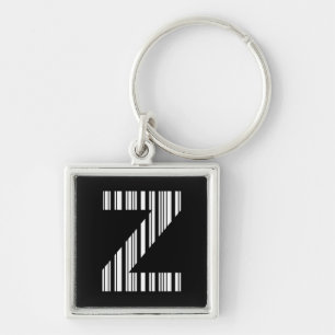LETTER Z BAR CODE First Initial Barcode Pattern Key Ring