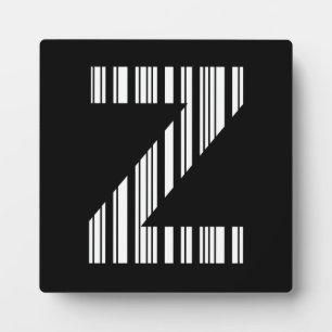LETTER Z BAR CODE First Initial Barcode Pattern Plaque