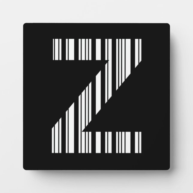 LETTER Z BAR CODE First Initial Barcode Pattern Plaque (Front)