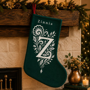 Letter Z Botanical Monogram Personalised Stocking