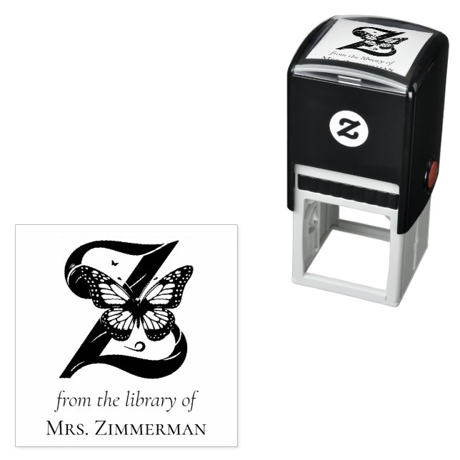 Letter Z Butterfly Monogram From the Library Of Self-inking Stamp (In Situ)