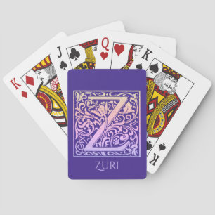 Letter Z Colourful Vintage First Letter Gradient Playing Cards