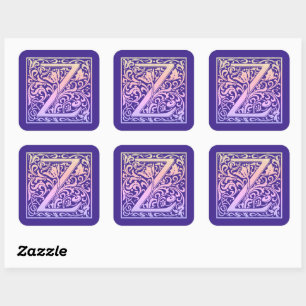 Letter Z Colourful Vintage First Letter Gradient Square Sticker