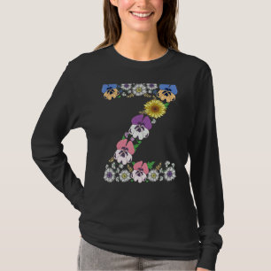 Letter Z Cute Initial Monogram Floral Alphabet Let T-Shirt