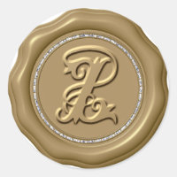 *~* Letter Z Diamond Circle GOLD Wax Seal Stickers