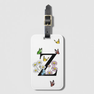 Letter Z Floral Butterfly Monogram Initial       Luggage Tag
