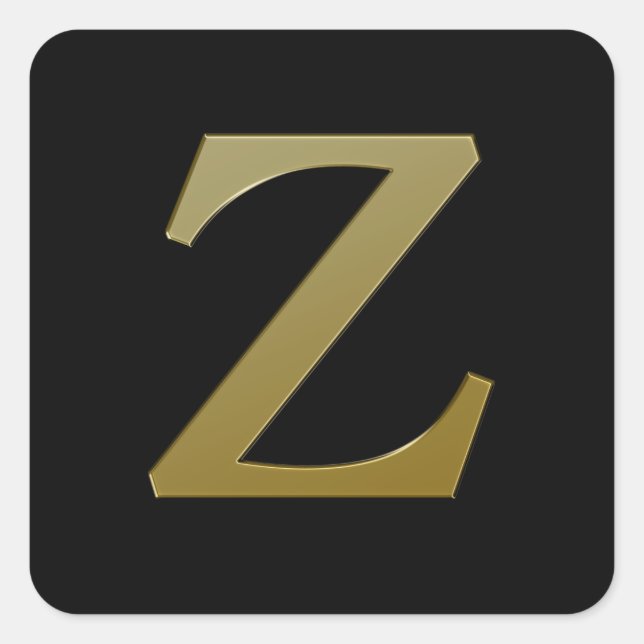 Letter Z Gold Square Sticker (Front)