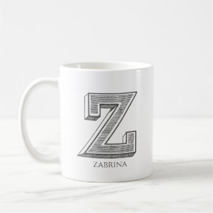 Letter Z Grey Monogram Modern Name Coffee Mug