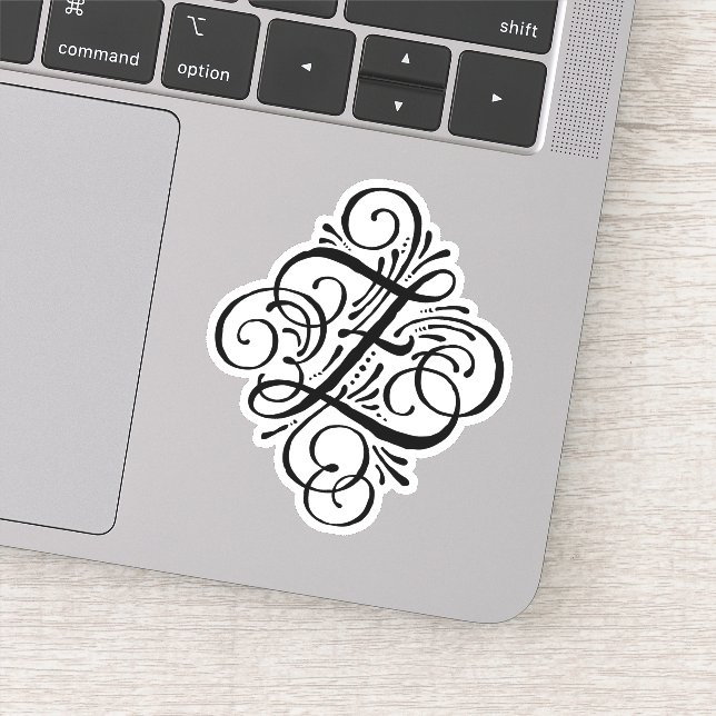 Letter Z Initial Elegant Flourish Monogram (Detail)