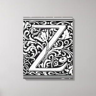 Letter Z Mediaeval Monogram Art Nouveau Canvas Print