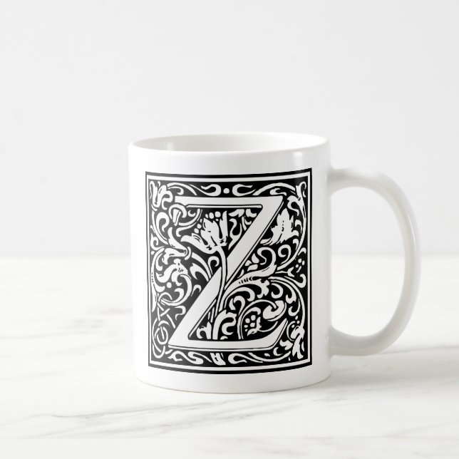 Letter Z Mediaeval Monogram Art Nouveau Coffee Mug (Right)