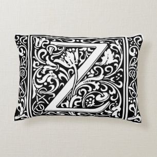 Letter Z Mediaeval Monogram Art Nouveau Decorative Cushion