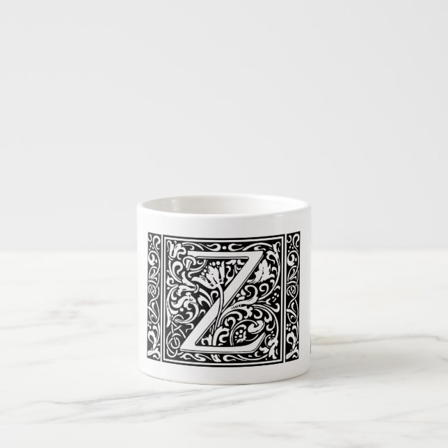 Letter Z Mediaeval Monogram Art Nouveau Espresso Cup (Front)