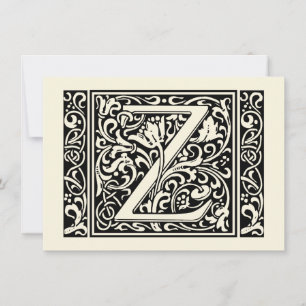 Letter Z Mediaeval Monogram Art Nouveau Invitation